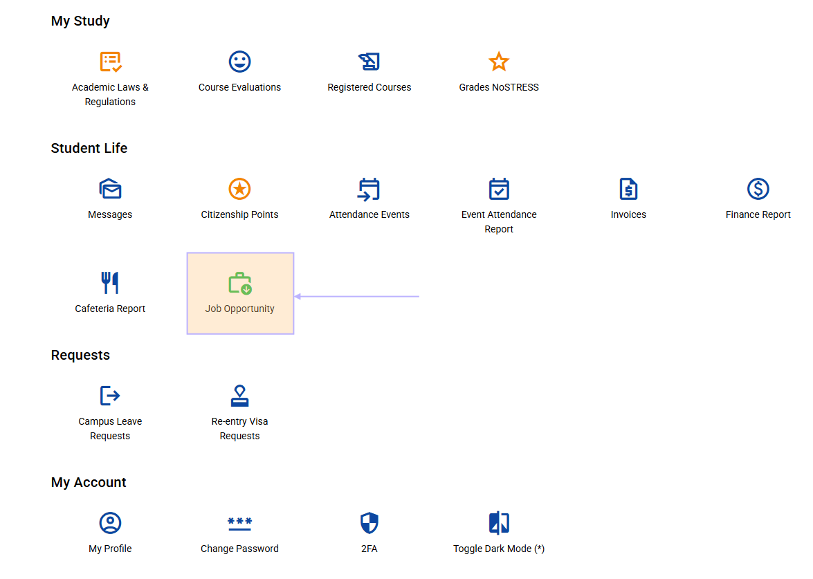 Work Program Menu Interface